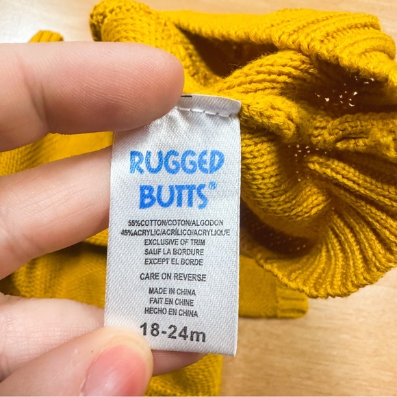 Rugged Butts Mustard Yellow Crewneck Cableknit Sweater Toddler Size 18-24M - Picture 6 of 6
